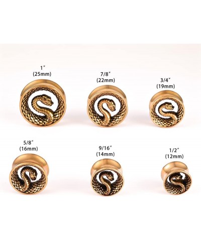 2PCS Cool Snake Hypoallergenic Stainless Steel 0g 2g Plugs Ear Gauges Tunnels Piercing Expander Stretchers Fashion Body Jewel...