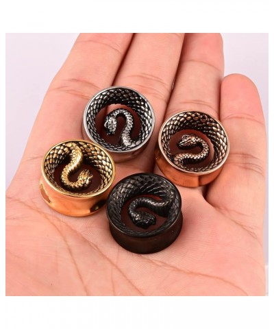 2PCS Cool Snake Hypoallergenic Stainless Steel 0g 2g Plugs Ear Gauges Tunnels Piercing Expander Stretchers Fashion Body Jewel...