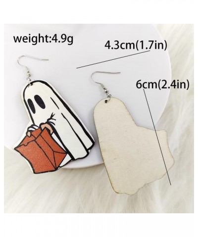 Wooden Halloween Earring Funny Cartoon Ghost Creative Freak Show Ghost Earrings Girls Cosplay Party Halloween Gifts For Women...