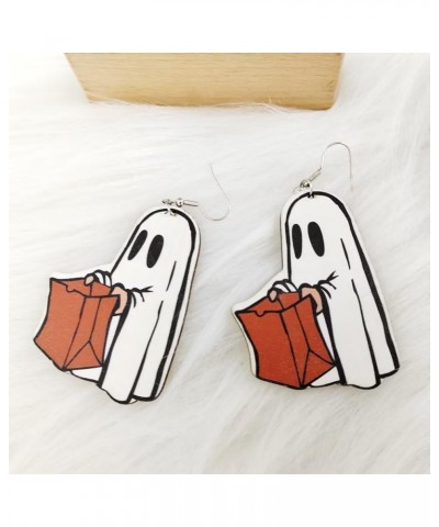 Wooden Halloween Earring Funny Cartoon Ghost Creative Freak Show Ghost Earrings Girls Cosplay Party Halloween Gifts For Women...