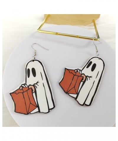 Wooden Halloween Earring Funny Cartoon Ghost Creative Freak Show Ghost Earrings Girls Cosplay Party Halloween Gifts For Women...