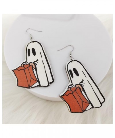 Wooden Halloween Earring Funny Cartoon Ghost Creative Freak Show Ghost Earrings Girls Cosplay Party Halloween Gifts For Women...