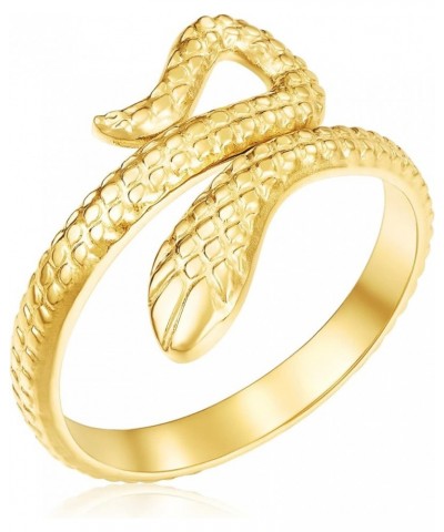 Open Stacking Rings 14K Gold Plated Snake Ring Love Heart Adjustable Thumb Finger Rings for Women Girl Jewelry Gift D:Gold Sn...