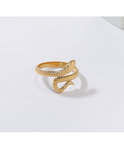 Open Stacking Rings 14K Gold Plated Snake Ring Love Heart Adjustable Thumb Finger Rings for Women Girl Jewelry Gift D:Gold Sn...