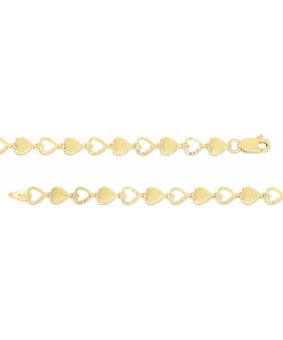 10k Yellow Gold Heart Shape with Open and Textured Finish Pattern Link Bracelet $78.14 Bracelets