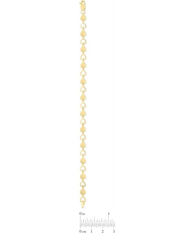 10k Yellow Gold Heart Shape with Open and Textured Finish Pattern Link Bracelet $78.14 Bracelets