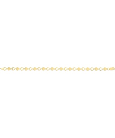 10k Yellow Gold Heart Shape with Open and Textured Finish Pattern Link Bracelet $78.14 Bracelets