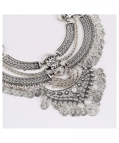 Fashion Bib Bohemian Statement Coin Necklace and Earrings Punk Ethnic Style Jewelry Set for Women Anti-silver $12.53 Jewelry ...