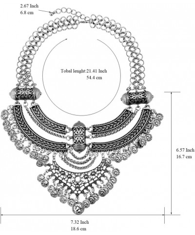 Fashion Bib Bohemian Statement Coin Necklace and Earrings Punk Ethnic Style Jewelry Set for Women Anti-silver $12.53 Jewelry ...