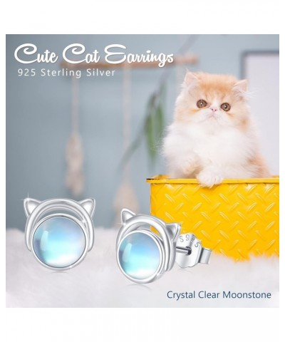 Moonstone Stud Earrings 925 Sterling Silver Cute Rainbow Moonstone Earrings Mouse/Sun/Round Moonstone Stud Earrings Jewelry G...