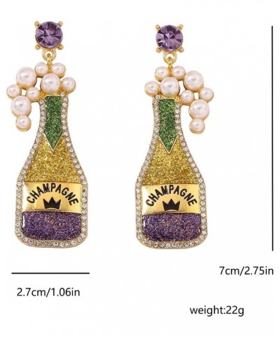 Mardi Gras Carnival Colorful Cubic Zircon Rhinestone Letter Shape Beaded Tassel Drop Dangle Exaggerate Earrings Festival Acce...