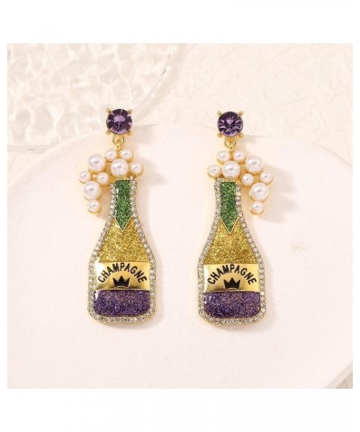 Mardi Gras Carnival Colorful Cubic Zircon Rhinestone Letter Shape Beaded Tassel Drop Dangle Exaggerate Earrings Festival Acce...