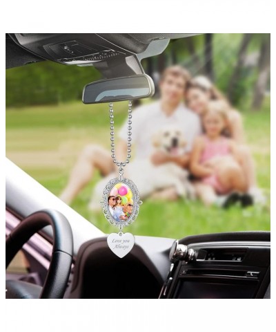 Personalized Car Auto Rearview Mirror Picture Hanging Heart Shape Accessories Hanging with Photo Engraved Rear View Mirror Pi...