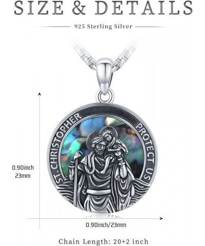 925 Sterling Silver Patron Saint Medal Necklace Protection Catholic Jewelry Gifts for Men Women A02-Saint Christopher(Abalone...