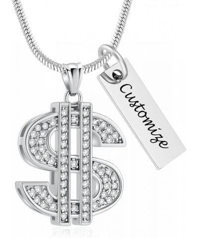 Cremation Jewelry for Ashes for Loved One Dollar Sign Money Bag Urn Necklaces with Crystal Memorial Gift for Women Men Custom...