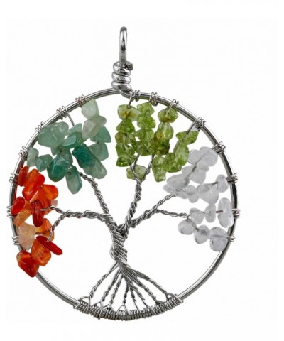 Tree of Life Pendant Necklace Handmade Gemstone Chakra Alloy Jewelry for Women mixed stone $11.09 Necklaces