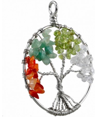 Tree of Life Pendant Necklace Handmade Gemstone Chakra Alloy Jewelry for Women mixed stone $11.09 Necklaces