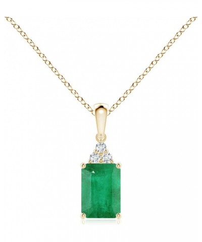 Natural Emerald Solitaire Pendant Necklace for Women, Girls in 14K Solid Gold/Platinum/Sterling Silver | May Birthstone | Jew...