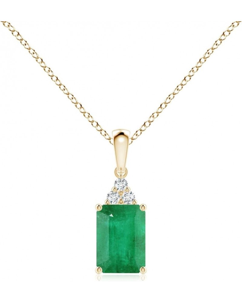 Natural Emerald Solitaire Pendant Necklace for Women, Girls in 14K Solid Gold/Platinum/Sterling Silver | May Birthstone | Jew...