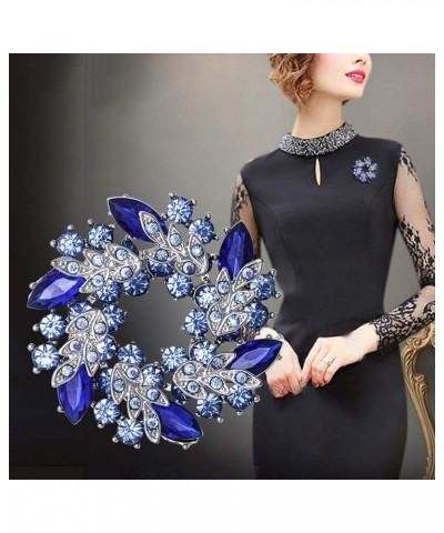 Brooch Pin Crystal Wedding Flower Wreath Brooch Pin Vintage Fancy Flower Leaf Imitation Crystal Brooches for Women Pink $9.53...