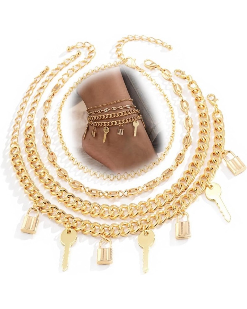 Wavy Tassel Gold Ankle Bracelets for Women Layered Rhinestone Anklet Dainty Cute Crystal Bracelet Sexy Beach Foot Chains Jewe...