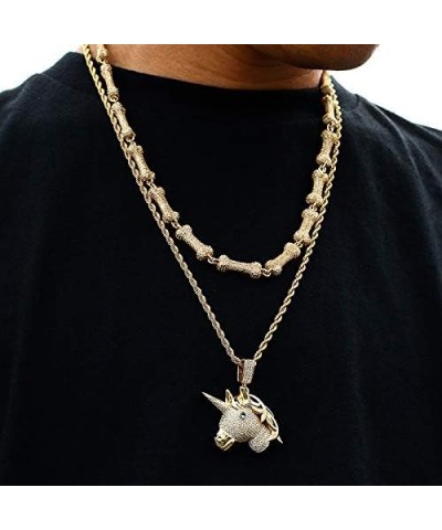 Hip Hop Jewelry 3D Lion Head Pendant Necklace for Men Women, 18K Gold/Platinum Plated AAA CZ Iced Out Simulate Diamond Accent...