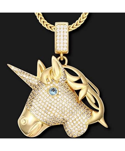 Hip Hop Jewelry 3D Lion Head Pendant Necklace for Men Women, 18K Gold/Platinum Plated AAA CZ Iced Out Simulate Diamond Accent...