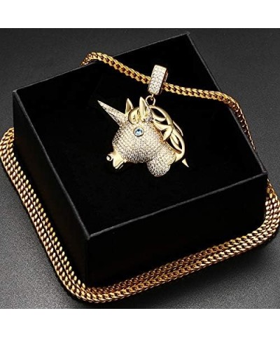 Hip Hop Jewelry 3D Lion Head Pendant Necklace for Men Women, 18K Gold/Platinum Plated AAA CZ Iced Out Simulate Diamond Accent...