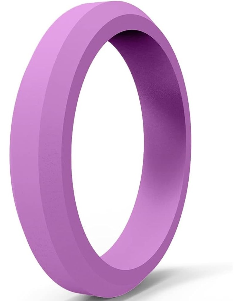 4mm Matte Black Brushed Silicone Ciassical Simple Plain Stackable Wedding Band Ring Purple $5.59 Rings