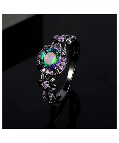 Eternity Ring for Women 18K Black Gold Plated Created Opal/Mystic Topaz Wedding Engagement Infinisty Band created mystic topa...