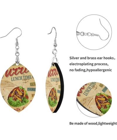 Fashion Copper Plated Silver Earring Wood Drop/Leaf Lightweight Earrings Drop(3.6x1.6in) Multi 1 $6.75 Earrings