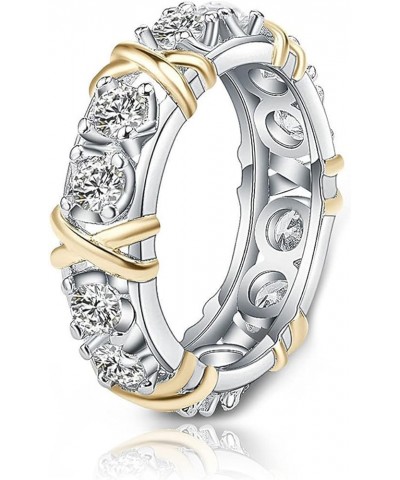 Zircon Shaping Cross Full Moissanite Diamond Ring,Zircon X Criss Cross Shaping Ring for Women G $7.25 Rings