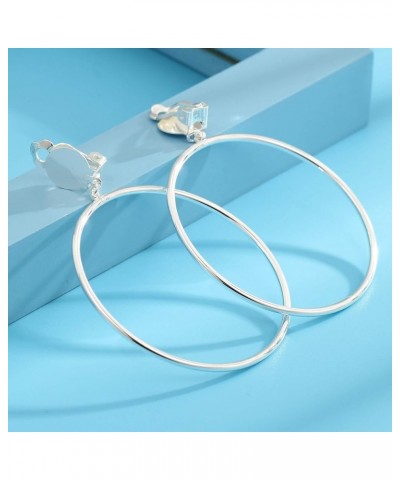 Clip on 2 Inch Large Big Hoop Minimalist Earrings silver $8.39 Earrings