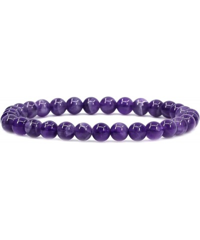 Natural Gemstone 6mm Round Beads Stretch Bracelet 7 Inch African Purple Crystal $7.79 Bracelets