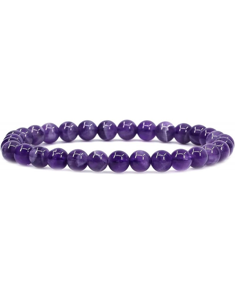 Natural Gemstone 6mm Round Beads Stretch Bracelet 7 Inch African Purple Crystal $7.79 Bracelets