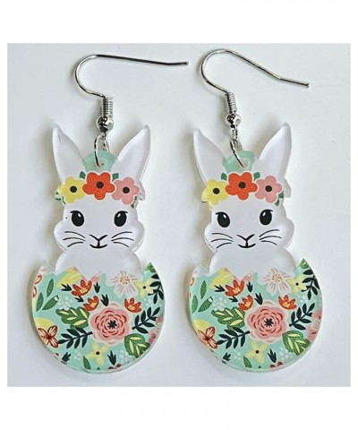 Acrylic Easter Bunny Rabbit Egg Flower Basket Shape Drop Dangle Earrings Colorful Lightweight Easter Animal Print Earrings fo...