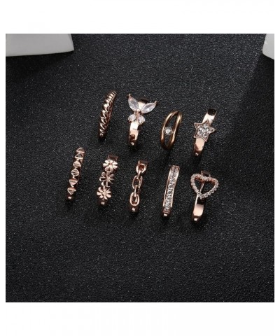 9 Pcs 14G Clicker Belly Button Rings for Women Gold Silver Surgical Steel Belly Rings Belly Piercing Curved Reverse Navel Sma...