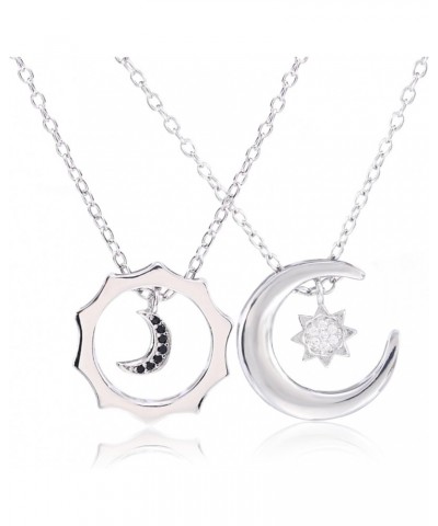 Sun Moon Star Friendship Couple Necklace for 2 Best Friend Necklace for 2 Sun and Moon Matching Couple Necklace Jewelry Gifts...