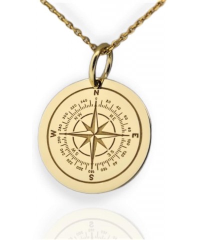 14K Solid Gold Compass Pendant, North Star Compass Necklace 16 Inches Chain 0.95 inches / 24.1mm $101.68 Necklaces