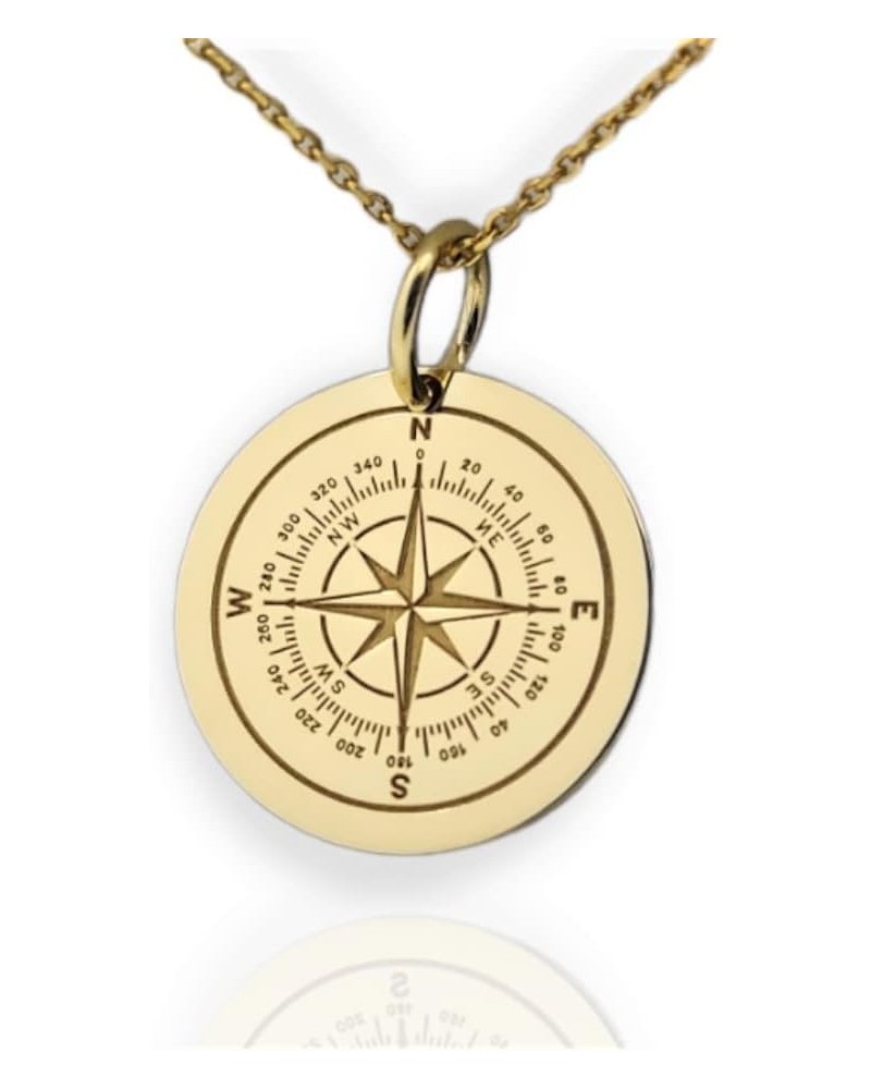 14K Solid Gold Compass Pendant, North Star Compass Necklace 16 Inches Chain 0.95 inches / 24.1mm $101.68 Necklaces