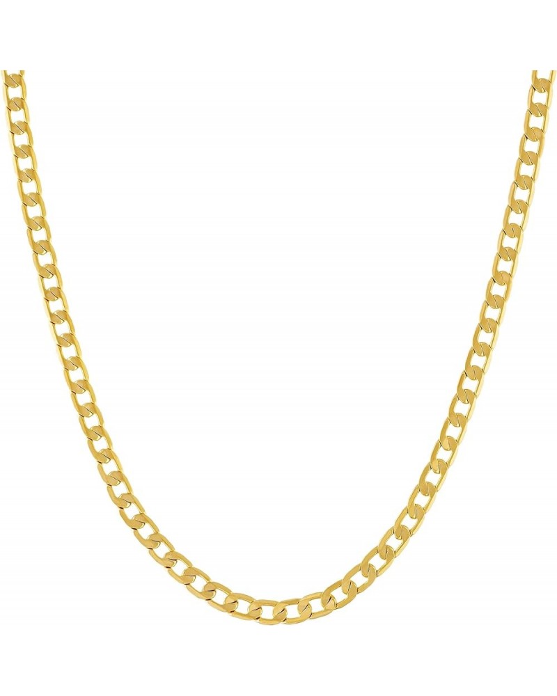 Beveled Cuban Link Curb Chain Necklaces 24k Real Gold Plated (3mm, 6mm & 9.5mm) 20 inches 3mm Gold $39.82 Necklaces