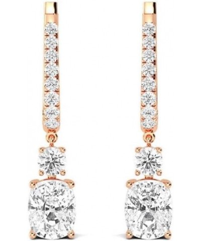 1-5 Carat (ctw) White Gold Cushion Shape LAB GROWN Diamond Drop Earrings 2 Stone (Color D-E Clarity VS1-VS2) Rose Gold 5.0 ca...