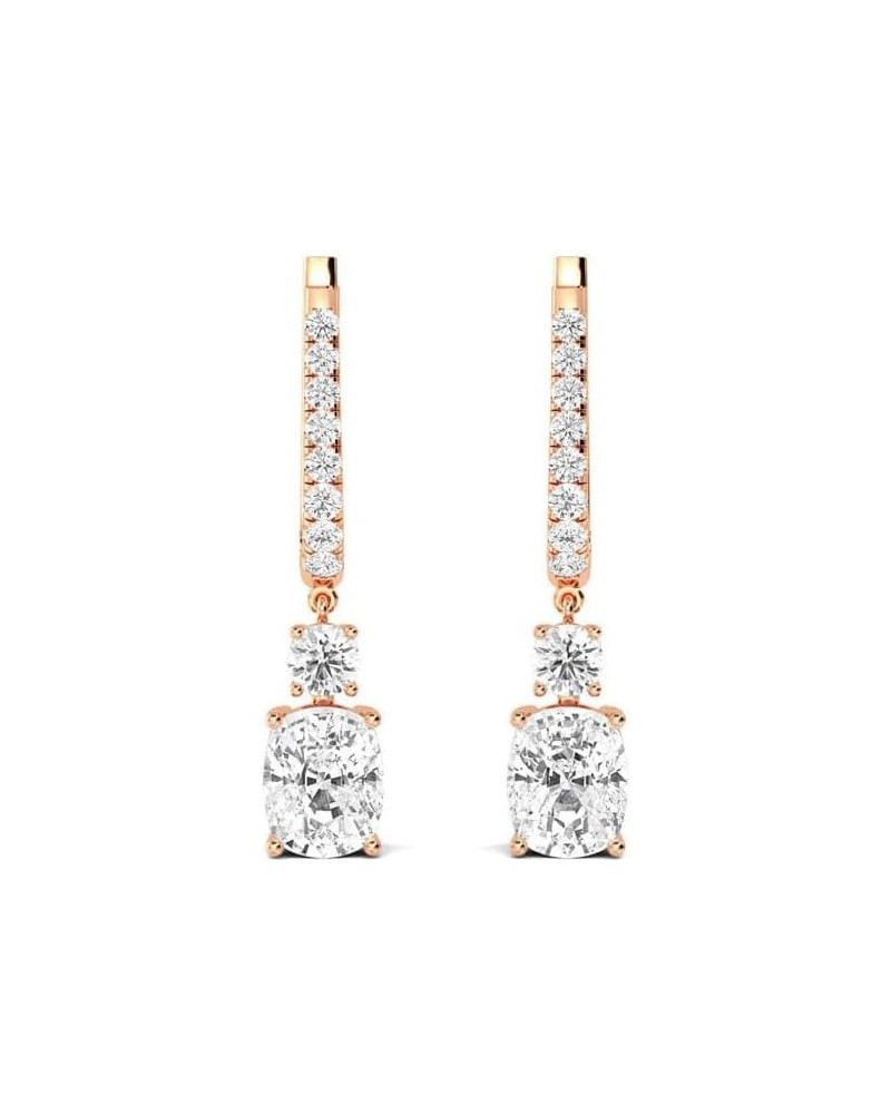 1-5 Carat (ctw) White Gold Cushion Shape LAB GROWN Diamond Drop Earrings 2 Stone (Color D-E Clarity VS1-VS2) Rose Gold 5.0 ca...