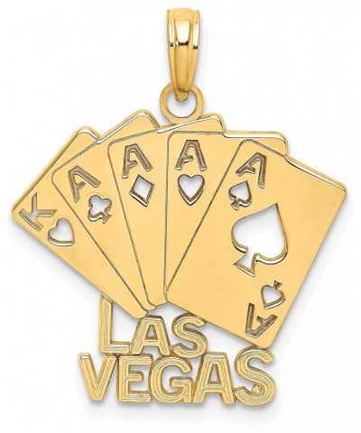 14K Yellow Gold Las Vegas With Playing Cards Pendant Charm (25.5mm x 22.7mm) $93.20 Pendants