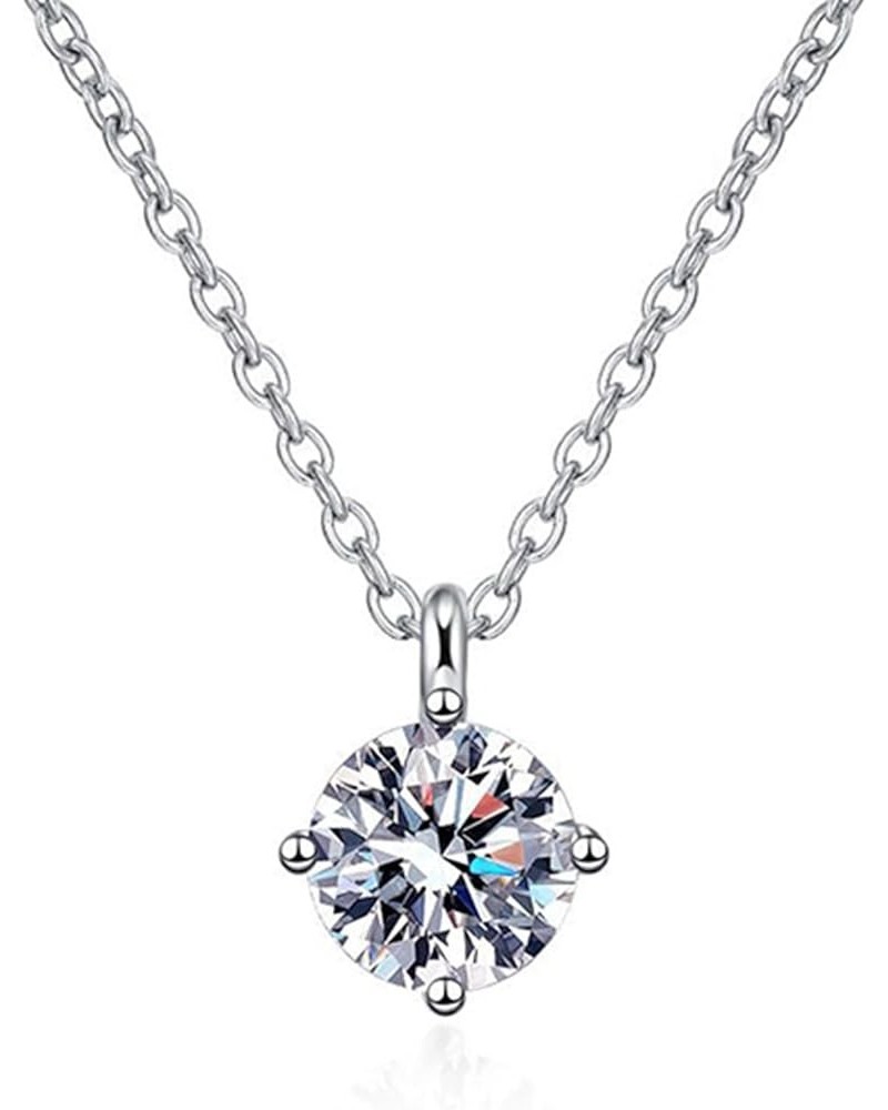 Classic Moissanite Pendant Necklace for Women,S925 Sterling Silver Chain in 18K White Gold Plated,Anniversary Eternity Jewelr...