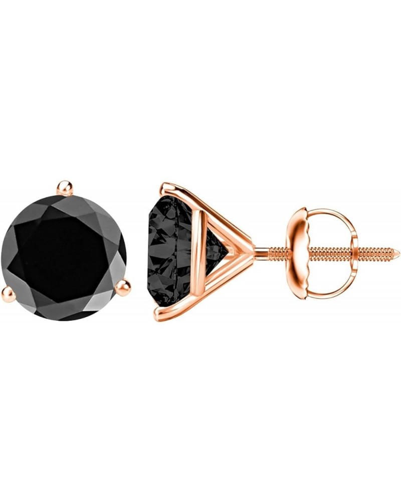 1/2-10 Carat Total Weight Black Diamond Stud Earrings 3 Prong Screw Back Rose Gold 6.0 carats $113.76 Earrings