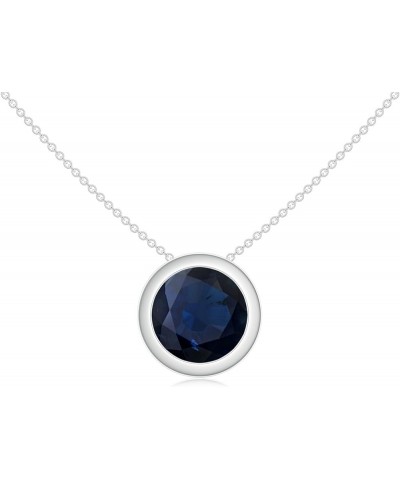 Natural Blue Sapphire Round solitaire Pendant for Women in Sterling Silver / 14K Gold/Platinum Sterling Silver $81.60 Pendants