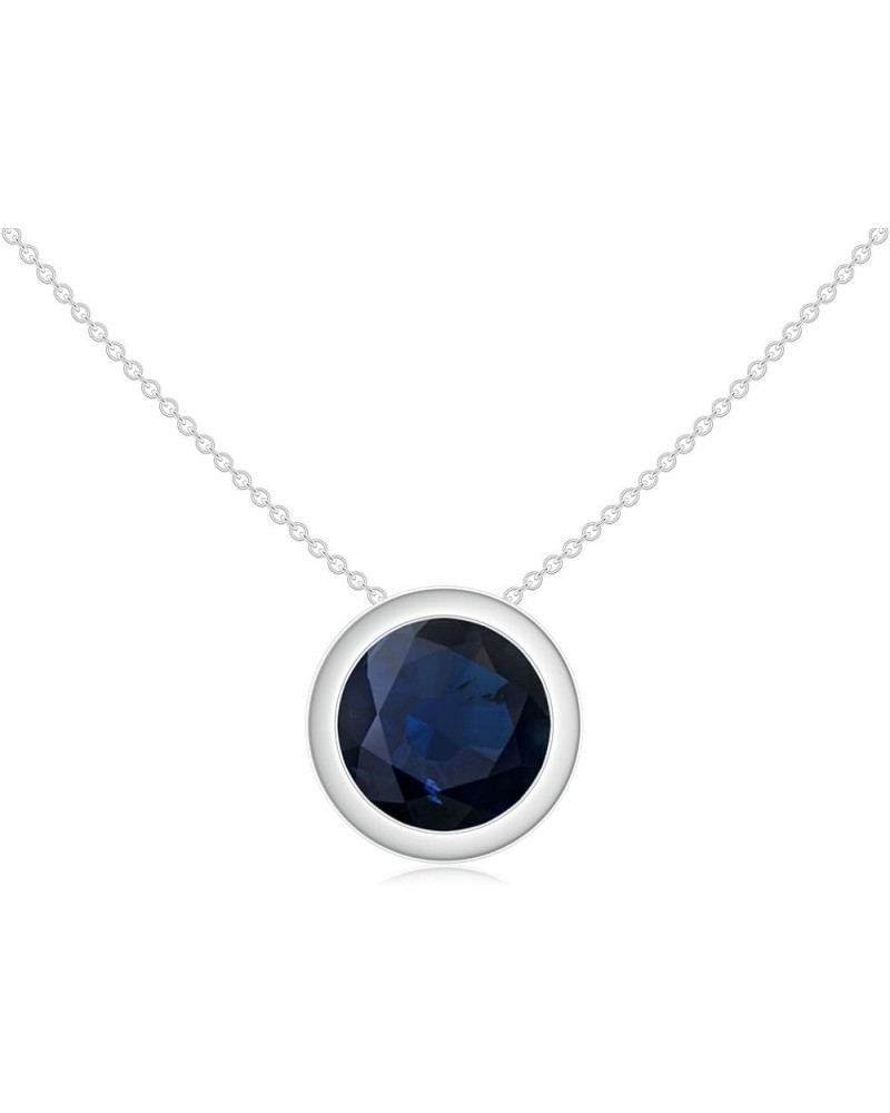 Natural Blue Sapphire Round solitaire Pendant for Women in Sterling Silver / 14K Gold/Platinum Sterling Silver $81.60 Pendants