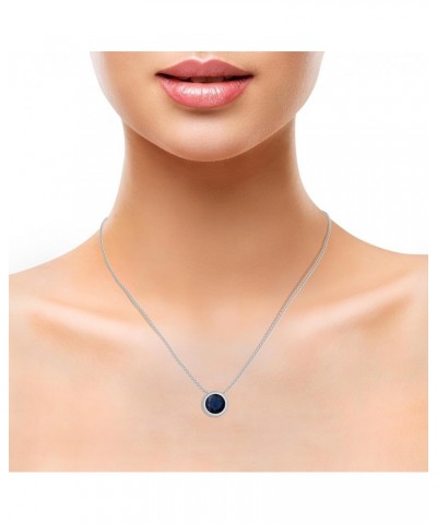 Natural Blue Sapphire Round solitaire Pendant for Women in Sterling Silver / 14K Gold/Platinum Sterling Silver $81.60 Pendants