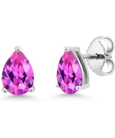 925 Sterling Silver Purple Amethyst Stud Earrings For Women (1.28 Cttw, Gemstone Birthstone, Pear Shape 7X5MM) Pink Created S...